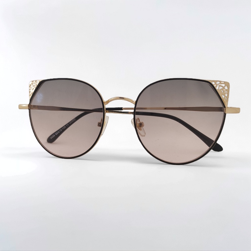 عینک آفتابی زنانه مدل کت گوشه فلزی ادول دودی قهوه ای